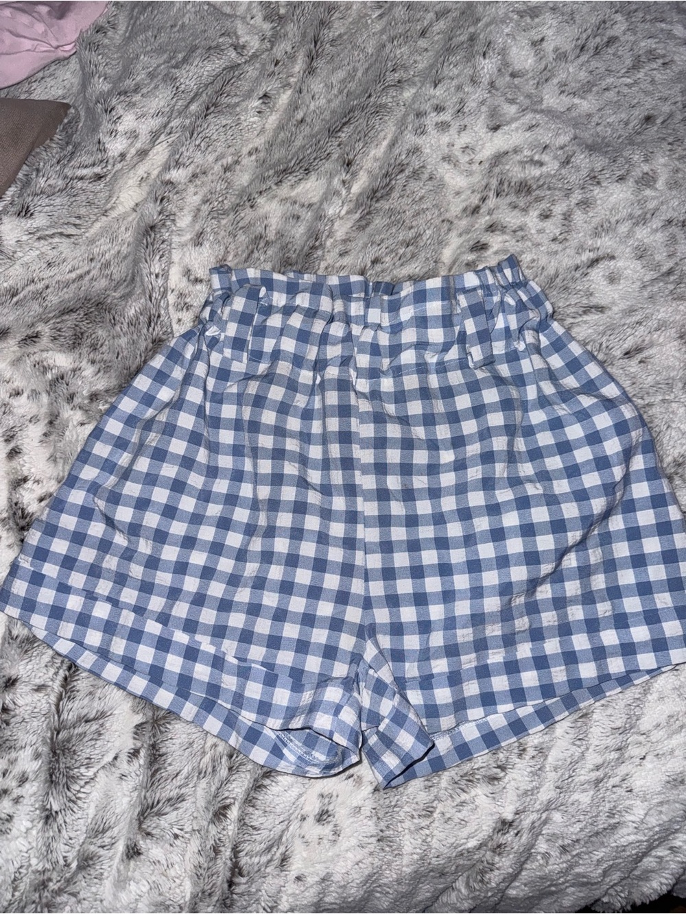 Gingham Elastic-Waist Women’s Shorts - Blue/White